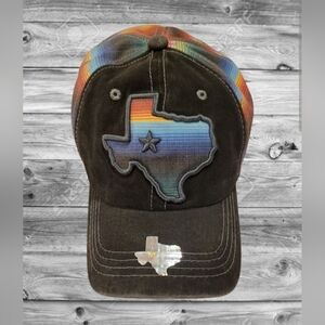 SERAPE TEXAS STATE APPLIQUE TRUCKER STRAP BACK DISTRESSED HAT REPUBLIC